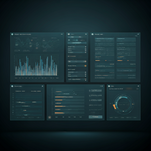 Complex professional workspace UI with data charts, document editors, and strategy gap analysis panels