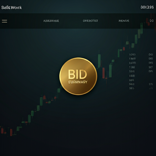 Minimalist high-end dashboard UI showing a simplified executive summary with a gold bid signal circle