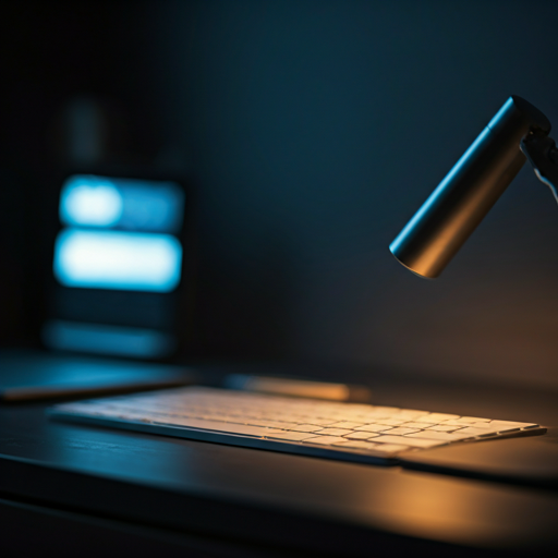 High-tech workspace with clean lines and soft ambient lighting